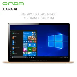 Оригинальный ONDA xiaoma 41 ноутбук 14,1 дюймов Windows 10 Intel Apollo Lake Celeron n3450 4 ядра 1,1 ГГц 4 ГБ Оперативная память 64 ГБ eMMC Двойной Wi-Fi