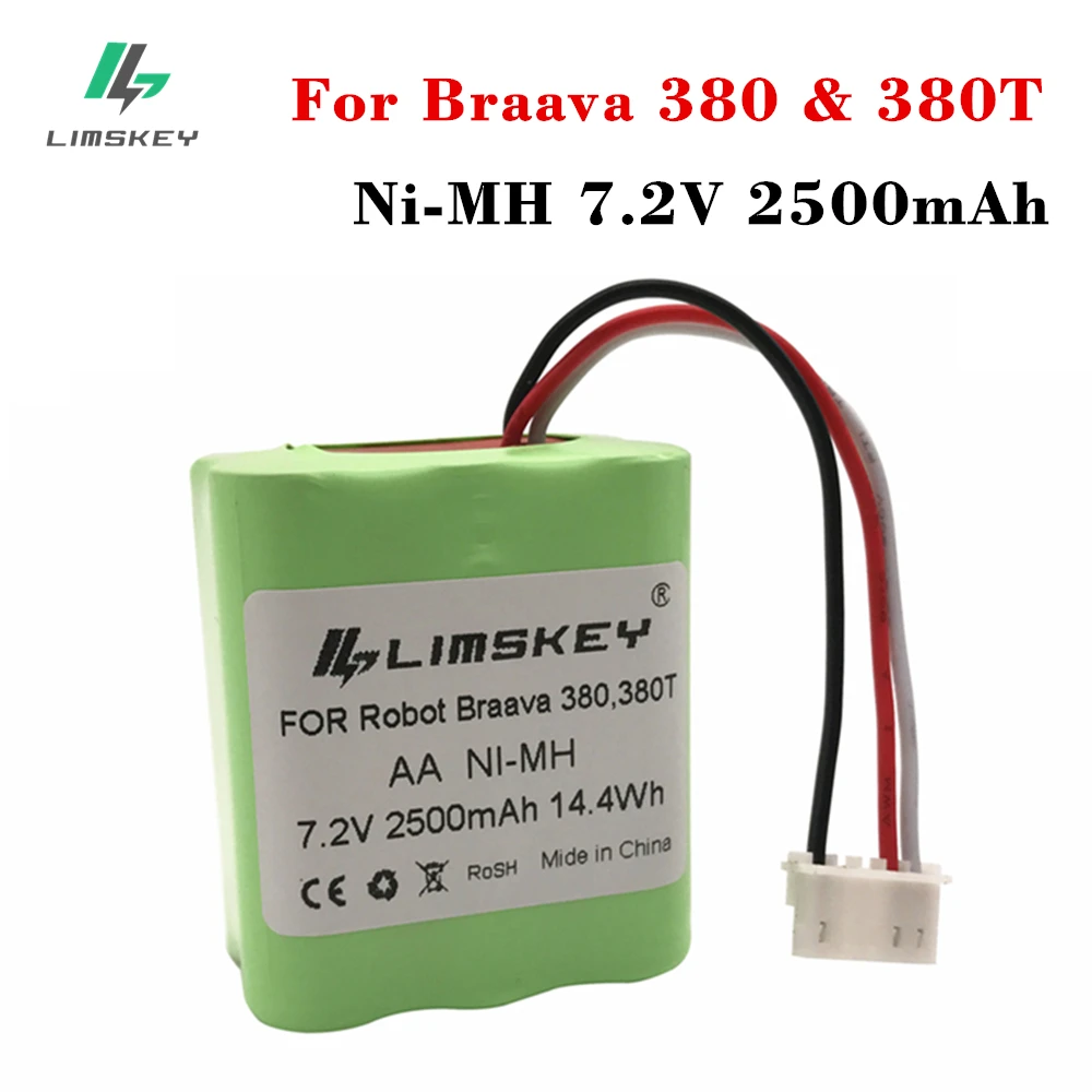 2 упаковки 7,2 V 2500mAh NiMH Сменный аккумулятор для iRobot Mint 5200 5200B 5200C Braava 380t очиститель пола