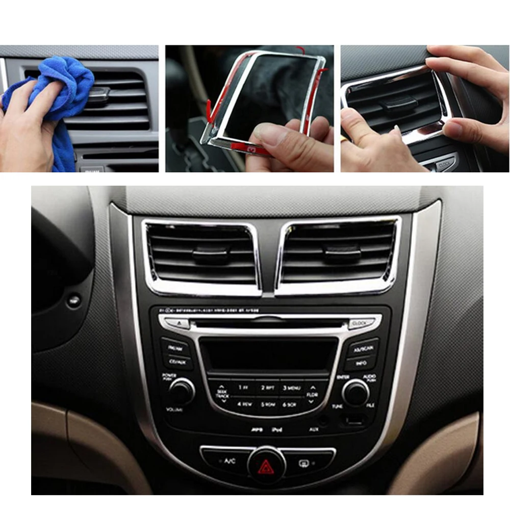 

Car ABS Decoration central air-conditioning cover Interior Mouldings For Hyundai Solaris Accent Sedan Hatchback 2011-2015