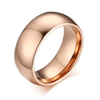 

Quality Tungsten Ring Rose Gold Male Ring 8mm Fashion Wedding Band Ring for Men and Women Full Size Wholesale