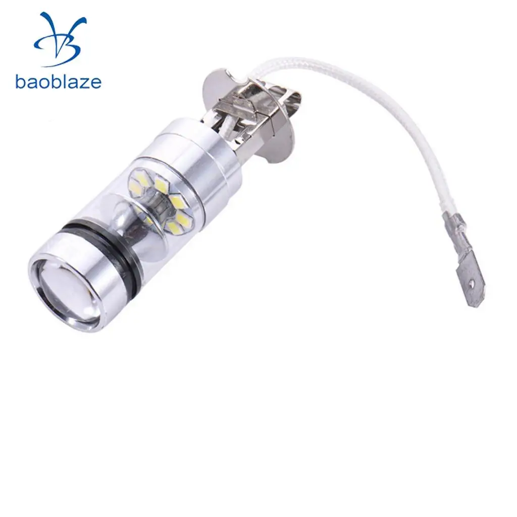 2pcs H3 8000K 100W High Power LED Foglights Daytime Running Bulbs Ice Blue