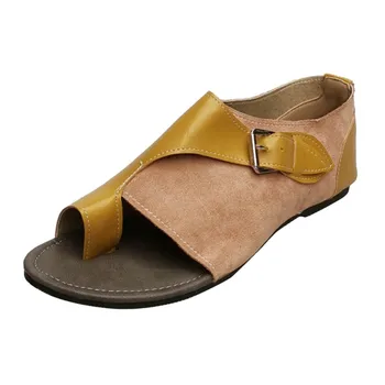 

SAGACE Ladies Sandals Leisure Summer Women Roman Style Soft Comfortable Leisure Flat Sandal Buckle Strap Flat Sandals 2019