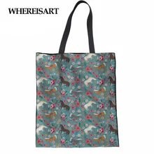 WHEREISART Для женщин сумка для покупок ручные сумки Horse цветочный узор из плотной ткани Повседневное Наплечные сумки-шопперы для девочек мягкие сумки сумка