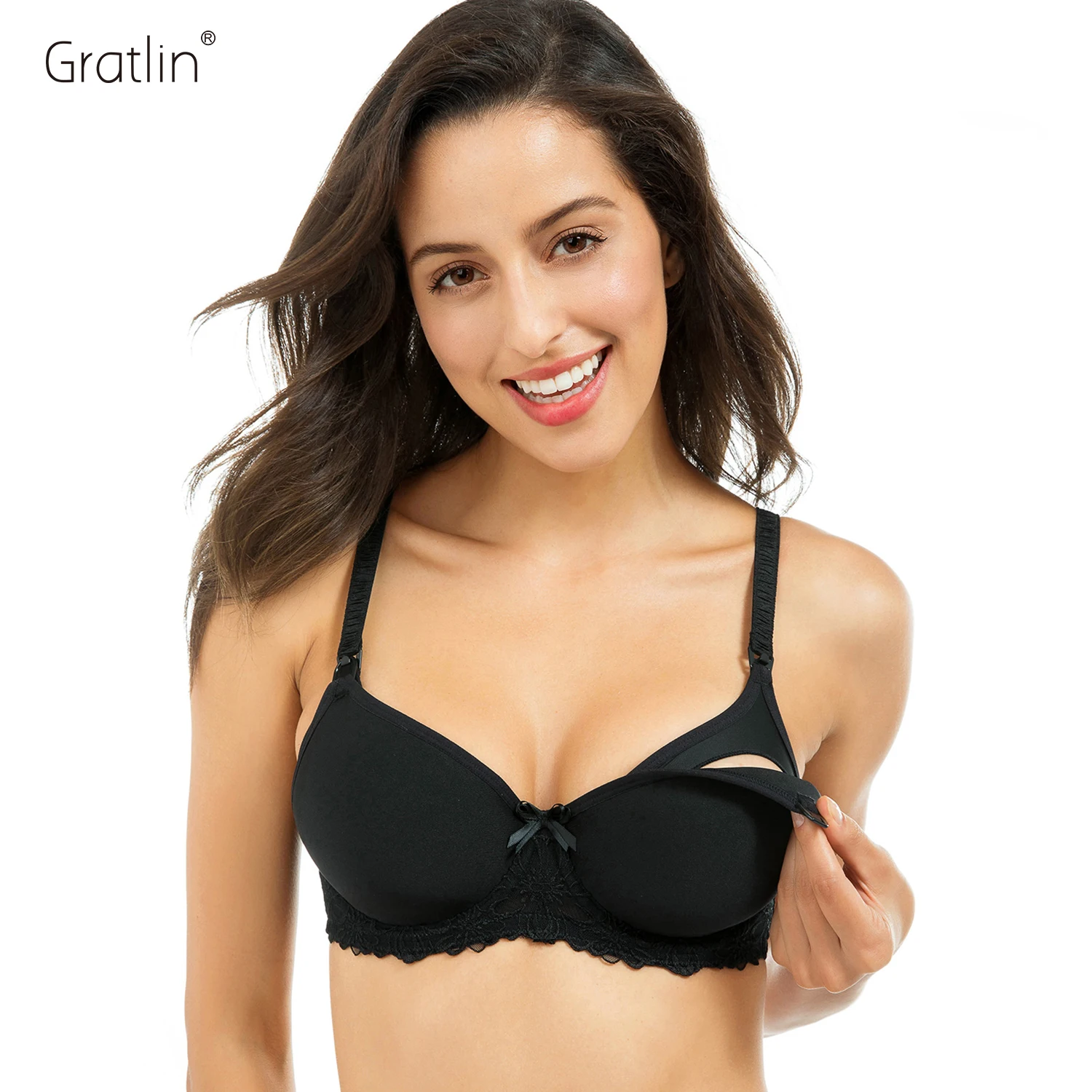 

Women's Slightly Lined Underwire Full Cup Support Maternity Nursing Bra 32-40 C D DD E F