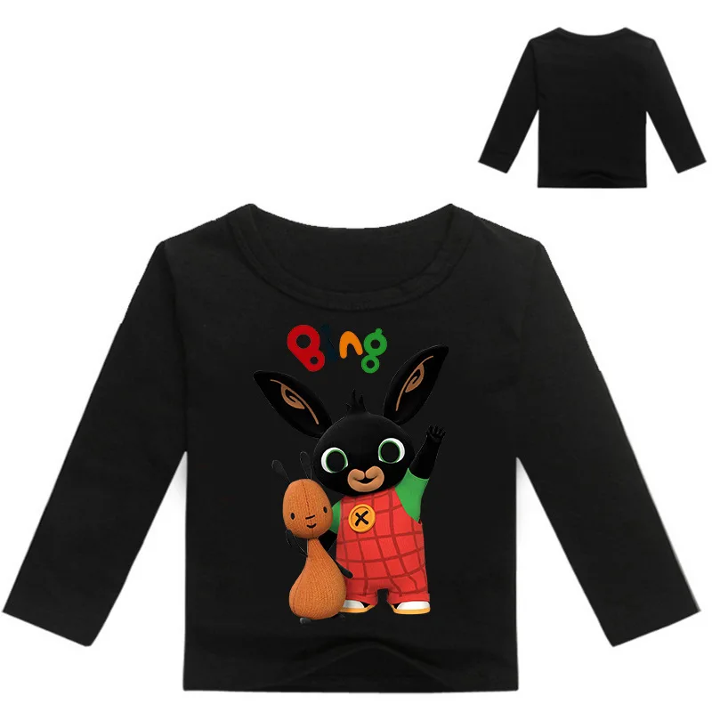 От 2 до 12 лет, Детская футболка с кроликом весенне-осенняя футболка с длинными рукавами для маленьких мальчиков и девочек Детские рубашки с Банни, одежда для подростков, MHIY