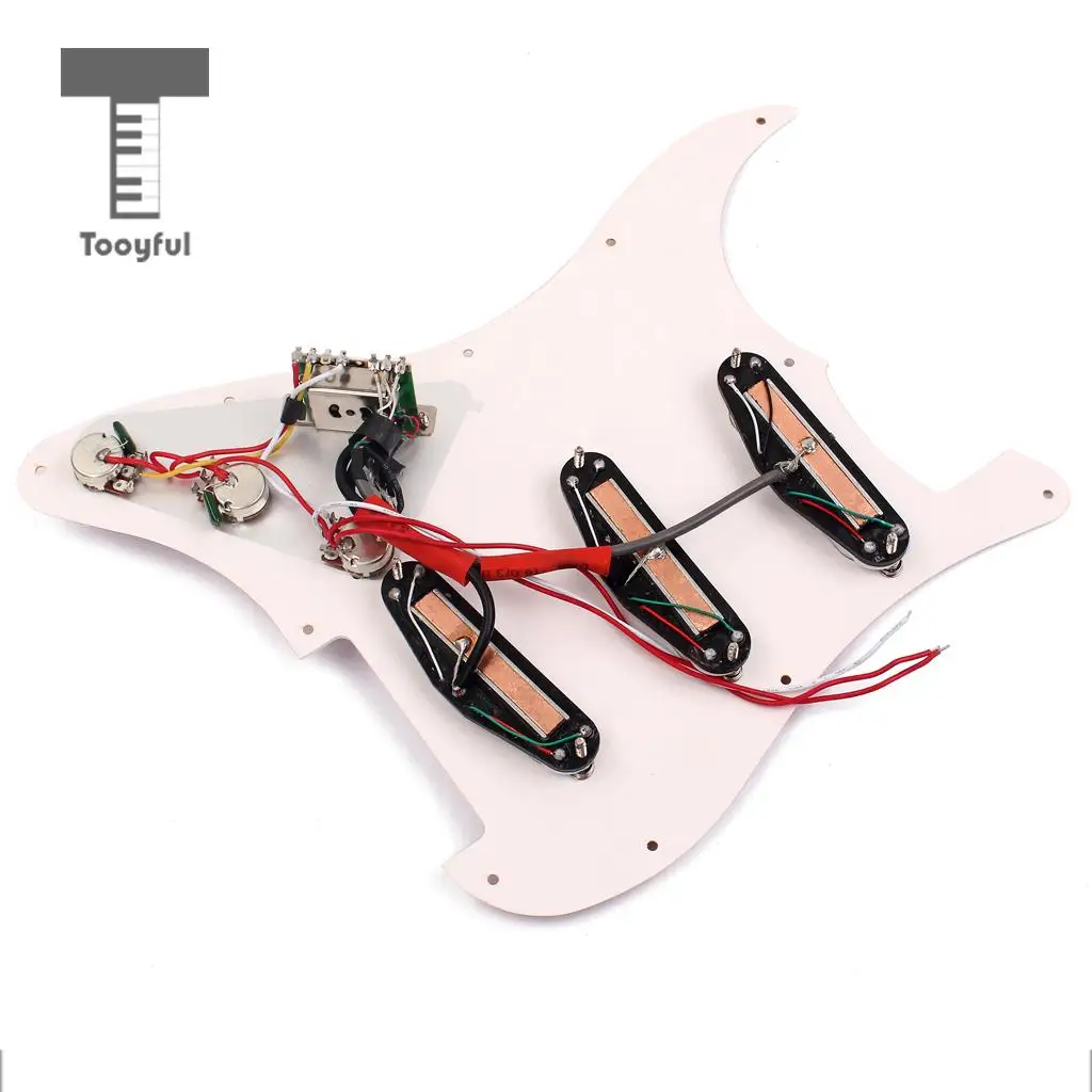 Tooyful 3-ply Loaded Prewired Pickguard SSS Pickup Guard Plate for Strat ST Guitar Replacement