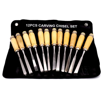 

Professional 12Pcs/set Manual Wood Carving Hand Chisel Tool Set Carpenters Woodworking Carving Chisel DIY Detailed Hand Tools