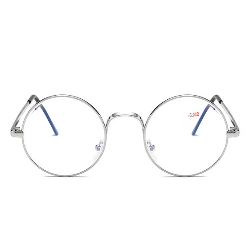 Elbru готовые Рецептурные очки для близоруких мужчин и женщин винтажные металлические очки для близорукости круглые очки для близорукости прозрачные линзы диоптрий
