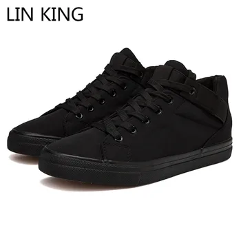 

LIN KING Spring Autumn Men Casual Shoes High Top Lace Up Flats Canvas Shoes Height Increase Outdoor Sneakers Male Student Shoes