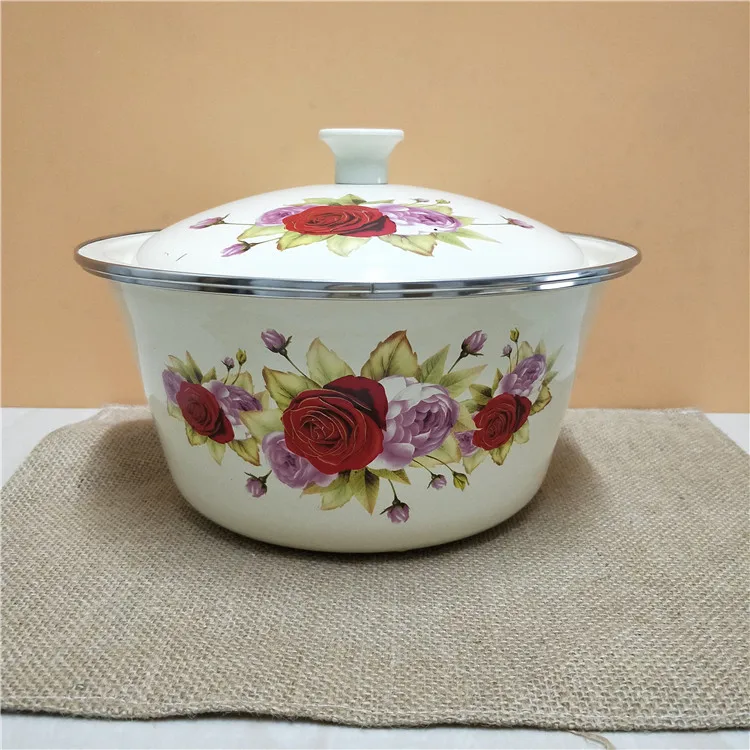 

Old enamel bowl with lid enamel basin with lid soup bowl nostalgia basin