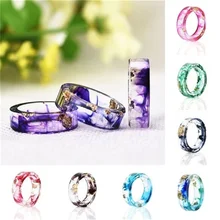 Hot Sale Dried Flower Resin Ring Fashion Women Handmade Transparent Epoxy Ring Finger Ring Jewelry 2018 handmade wood resin ring snow lotus flower inside ring transparent fantastic magical finger ring for men women gift jewelry