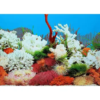 

9063 19.3" x 48" Double Sided Fish Tank Background White Coral/Blue Sea Aquarium Decoration Picture Poster
