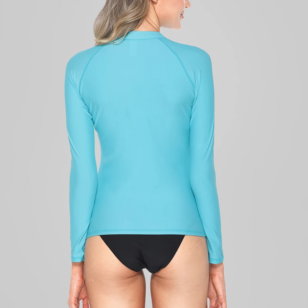 Charmleaks النساء ملابس السباحة طويلة الأكمام Rashguard ملابس تصفح أعلى ملابس السباحة تشغيل قميص المشي قمصان طفح الحرس UPF50 +