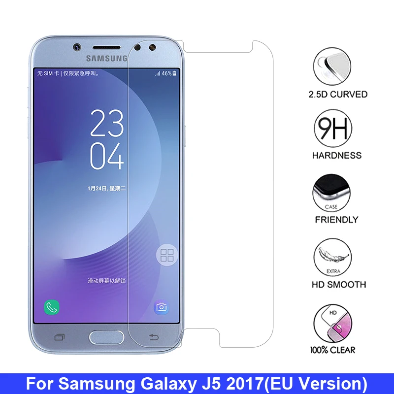 

2Pcs Tempered Glass SFor Samsung Galaxy J5 2017 Screen Protector for Samsung J5 2017 J530F/DS Film For Samsung J5 Pro Glass J530