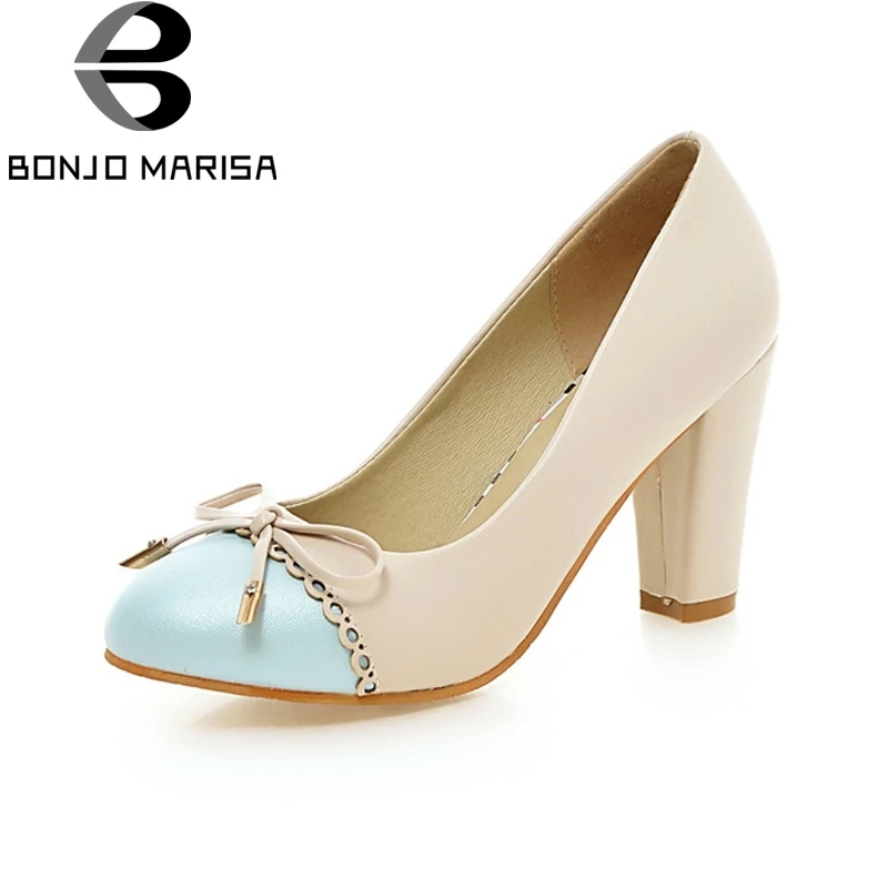 

BONJOMARISA New women's Spike High Heels butterfly-knot Metal Decoration Mixed Colors Shoes Woman Casual Pumps Big Size 33-43