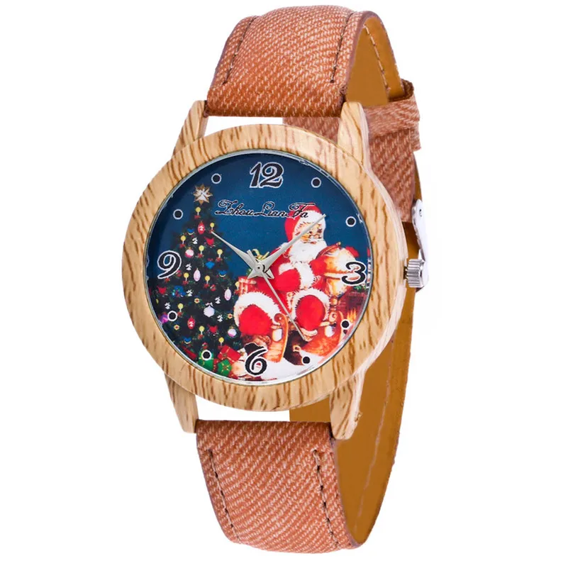 Природные деревянные часы минималистичные часы ковбойский ремешок рождественские кварцевые наручные часы лучший бренд Силиконовый Ремешок Дамы QuartzA40