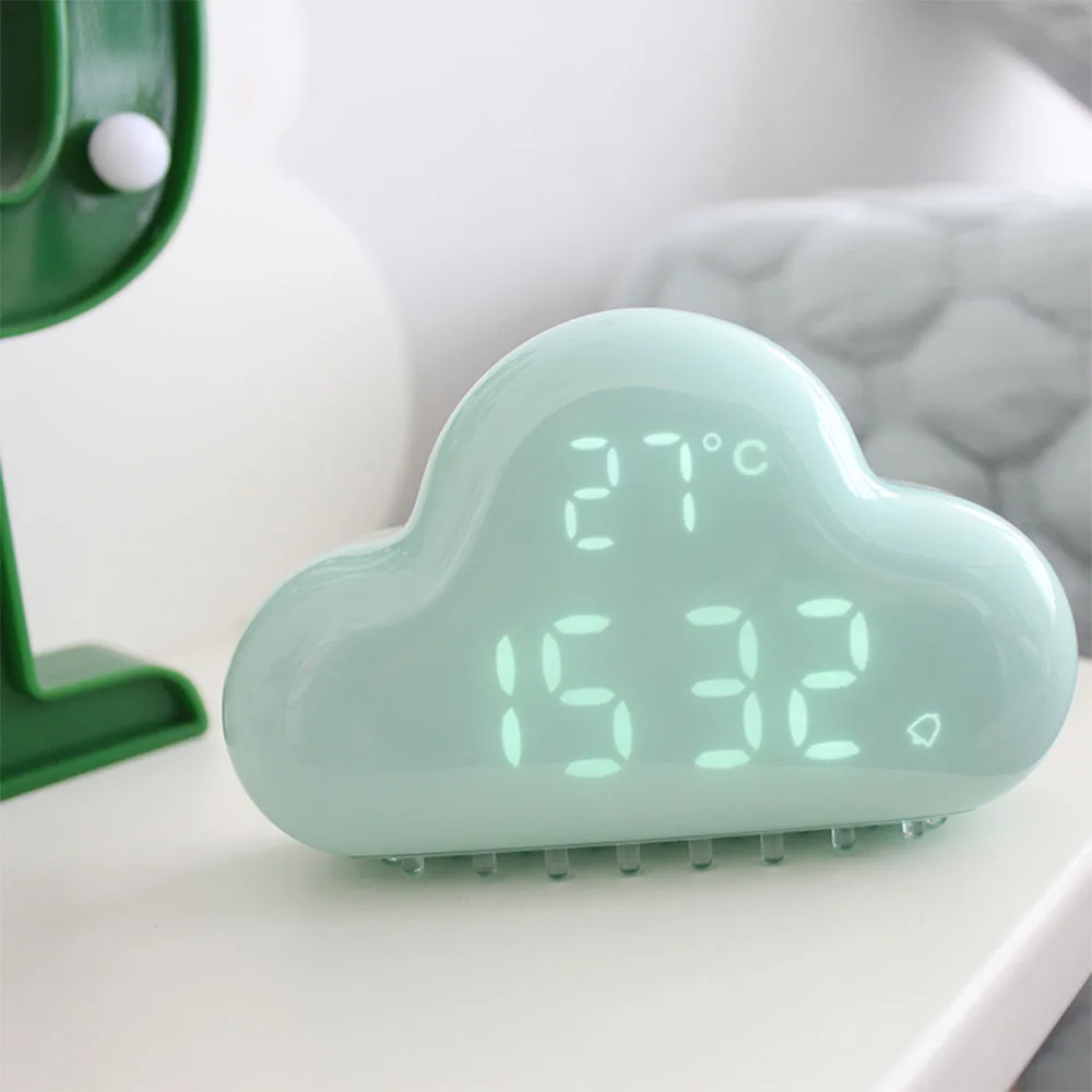 

Silent Luminous Electronic Clock LED Intelligent Alarm Clock Voice-control Bedroom Cloud Clock