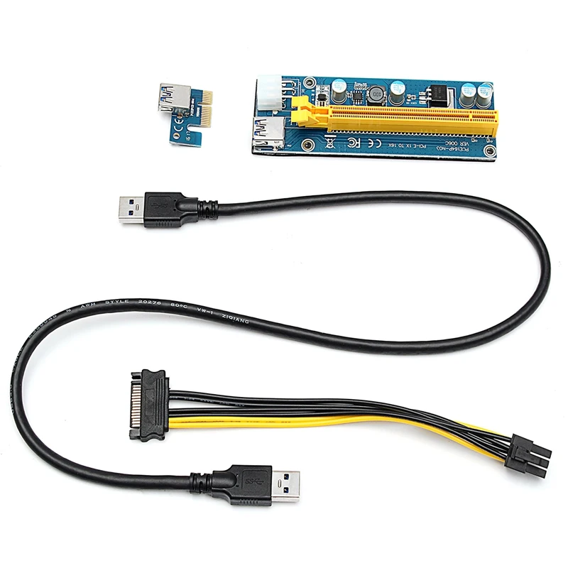 6Pcs table Version PCI Expres s Extender Riser Card PCI E 1 X To 16X USB