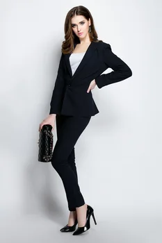 

Rushed Fashion Charming Elegant Spring-new-pant-suits-sets-high-quality-work-ol-office-suits Collar One Button Women Suits