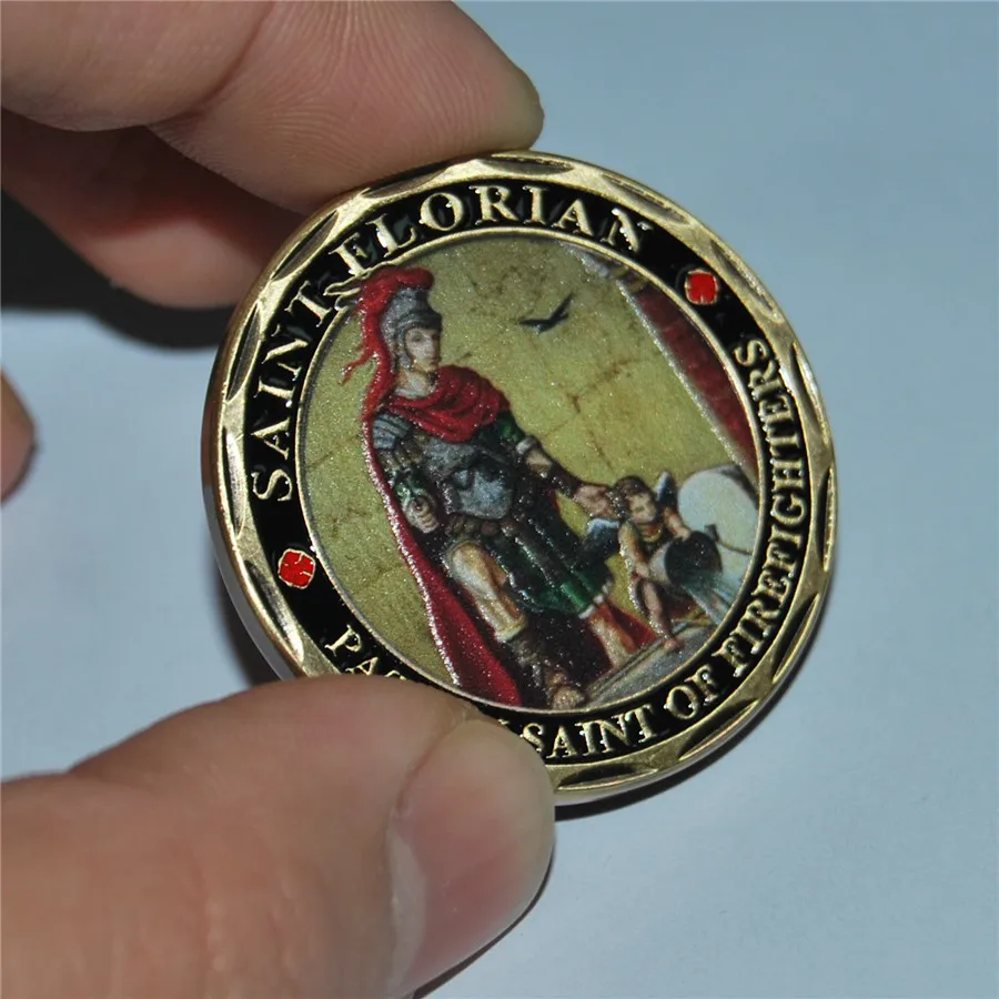 Firefighter challenge coin Saint Florian patron of firefighters Catholic (2)