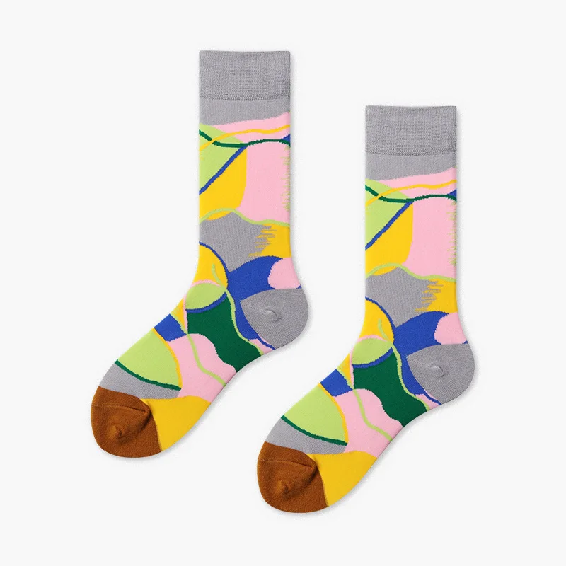 [WPLOIKJD]New Fashion Cotton Creative Men's Socks Harajuku Colorful Funny Streetwear Hip Hop Happy Socks Skarpetki For Male Gift