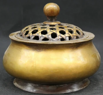 

song voge gem S1994 7" Marked Chinese Dynasty Palalce Bronze Copper Round Incense Burner Censer