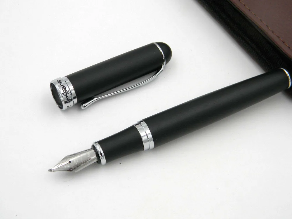 JINHAO X750 черная матовая искусственная кожа с продукты серебристой отделкой перо для каллиграфии авторучка