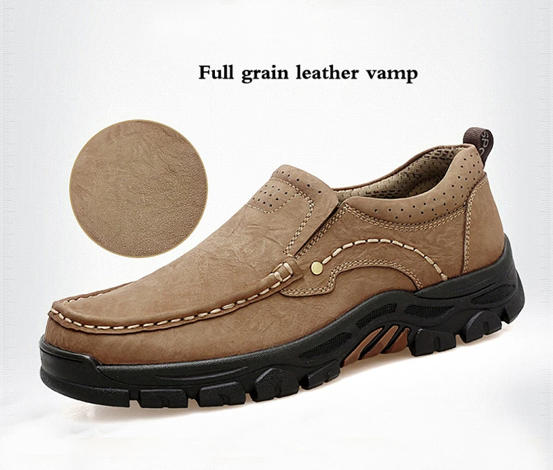 Мужская обувь размера плюс из натуральной кожи; модные водонепроницаемые повседневные туфли на плоской подошве; мужские кожаные лоферы без застежки; Мокасины