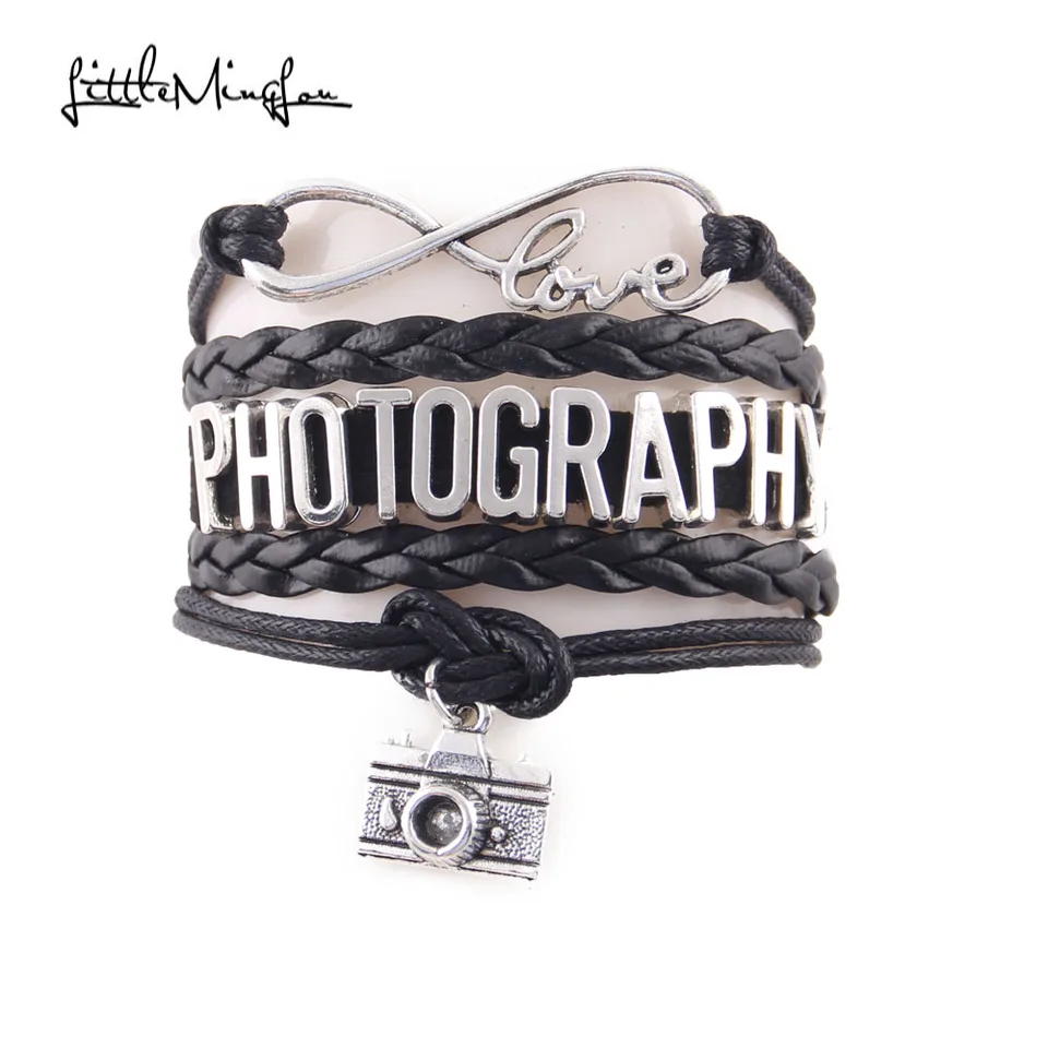 Infinity Love Photography Bracelet Charm Leather Wrap Bracelets Infinity Love Photography Bracelet