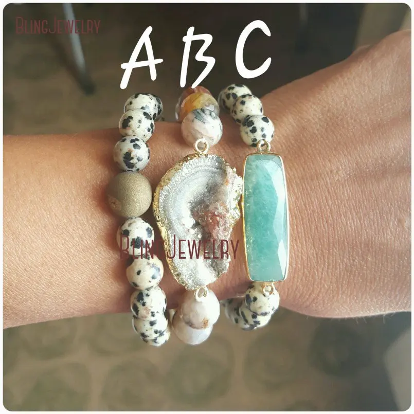 20181026-BM10743-aqua chalcedony bracelet jewelry brown agate bracelet dalmatian jasper bracelet stackable stacking bracelet set