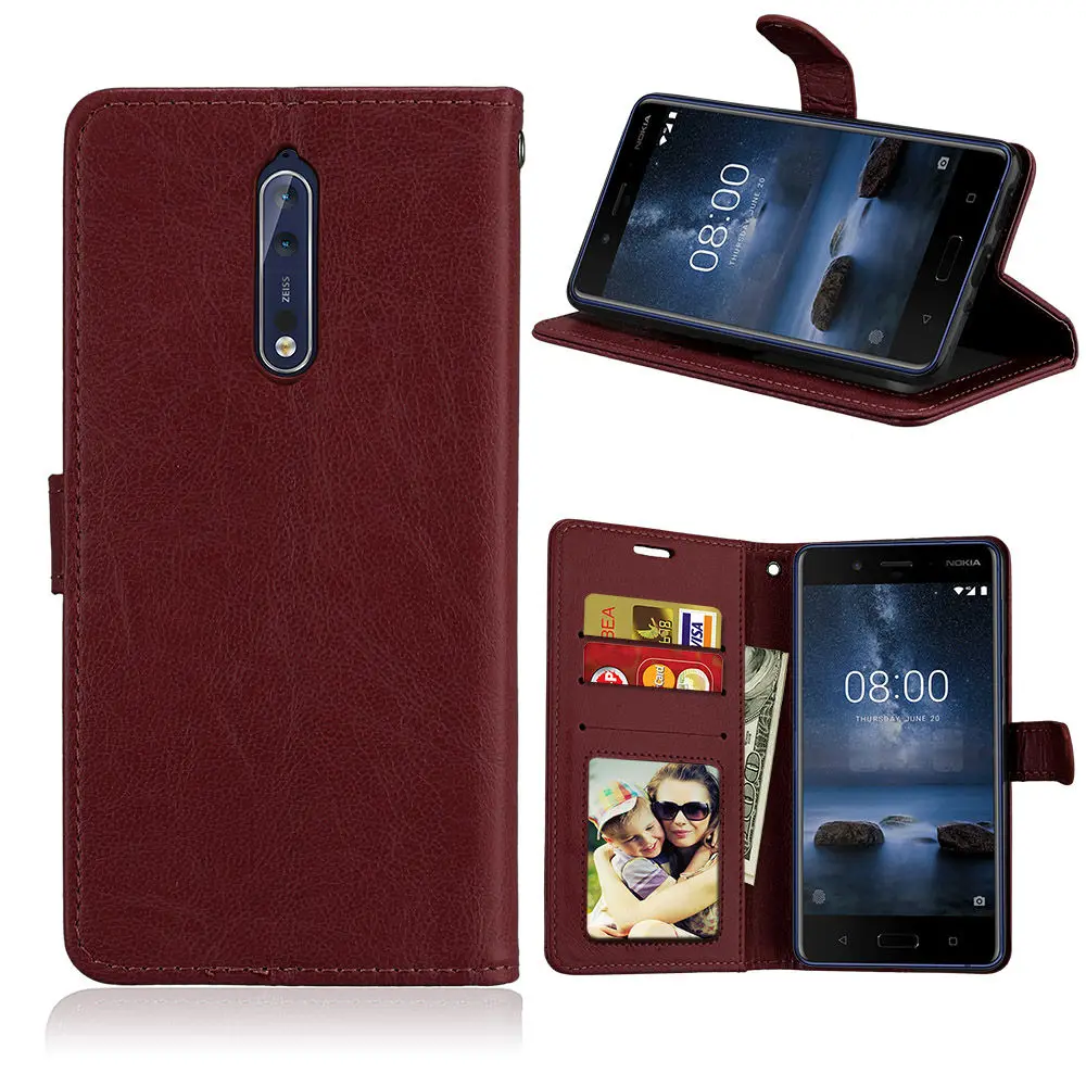 100 шт./лот книга Стиль Стенд искусственная кожа+ ТПУ бумажник чехол для NOKIA 3/для NOKIA 5/ для NOKIA 6/для NOKIA 8