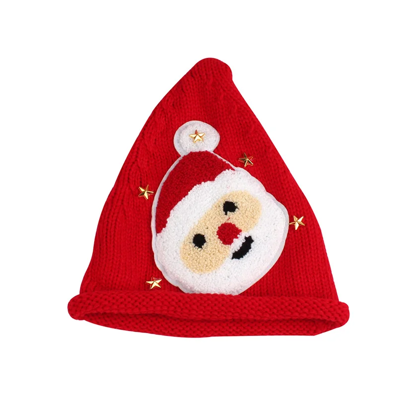 Santa Claus Knitted Children Hat Christmas Mother Kids Hat Winter Crochet Kids Beanie Children New Year Gift Pattern Kids Hat (2)
