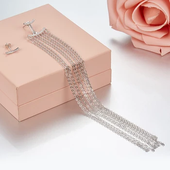 

[MeiBaPJ]Real 925 Sterling Silver Personality Tassels Asymmetric Earrings for Women with AAA High Quality Stone Fine Jewelry