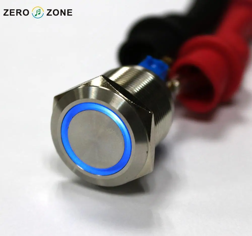 22mm 250V 5A Self locking stainless steel button switch with light