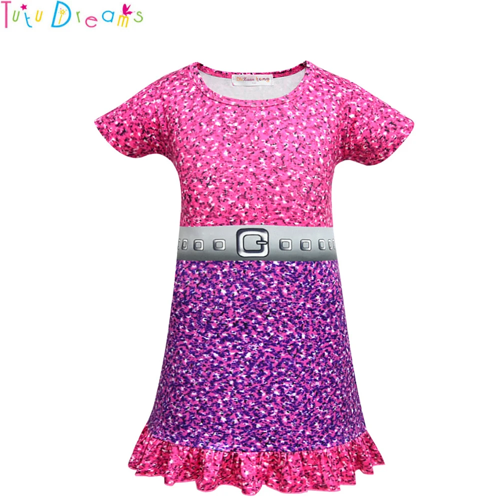 

Purple Queen lol Summer Dress Kids Girl Short Sleeve Bee Cosplay Birthday Party Hawaii Costume