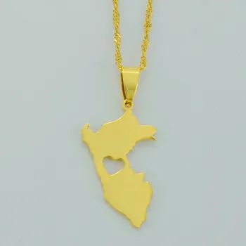 

Gold Color Map of Peru Pendant Necklaces for Women Men Peru Maps Peruvian Jewelry #J0401