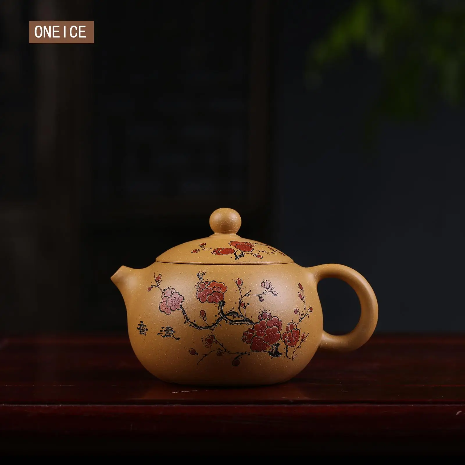 

Raw Ore Duan Mud Yixing Teapot Pure Hand Handmade Colourful Mud Painted Plum Blossom Xi Shi Pot Purple Clay