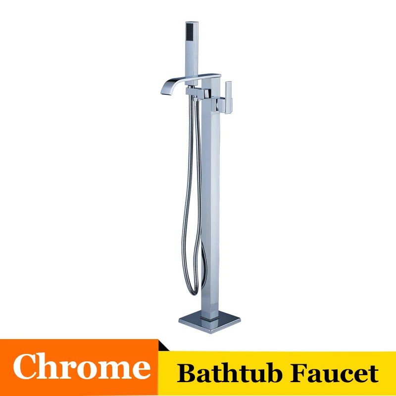 ULGKSD свободный напольный смеситель для ванны с одной ручкой смеситель для воды Para ванная комната Baigonoire Ванна W/ручная душевая головка - Цвет: Chrome