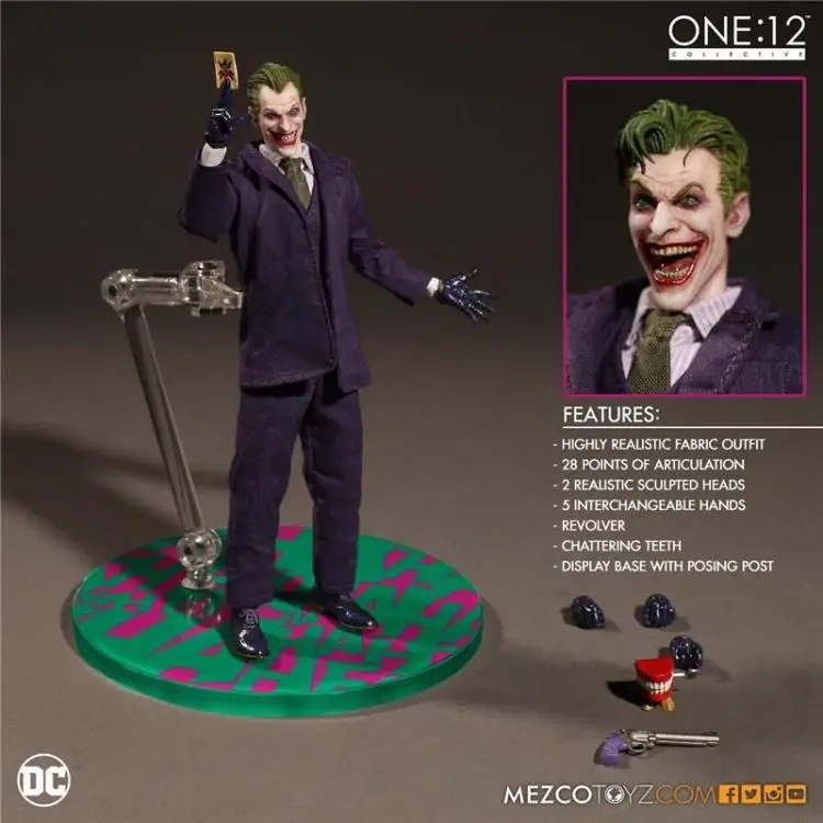 

The Joker Action Figures 1:12 With Real Clothing MEZCO Movable Model Toy