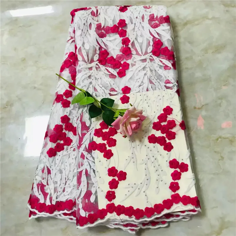 

High Quality big floral french lace Guipure solid embroidery African tulle fabric Soft Skin Healthy 5 yards per piece WD122811