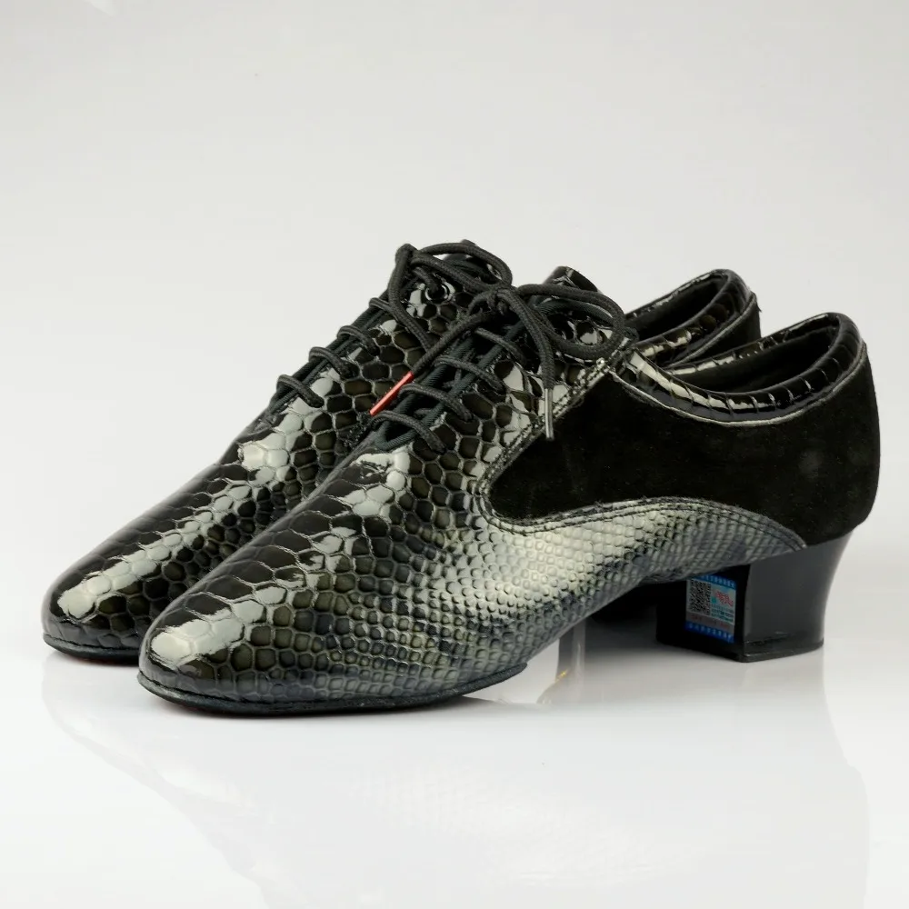Обувь для спортивных танцев; модель 445 года; Мужская обувь для латинских танцев со змеиным узором; обувь для тренировок и завершения