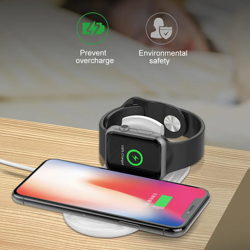 

10W QI Wireless Charger For iPhone XS MAX XR X 8 Samsung S9 S8 2 in 1 Fast Wireless Charging Pad For Apple Watch 2 3 Holder dock