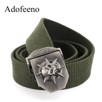 

Adofeeno Skull Belt for Men Tactical Military Equipment Hip Belt Canvas Men's Ceinture Wide Strap Strong Buckle Free Shipping