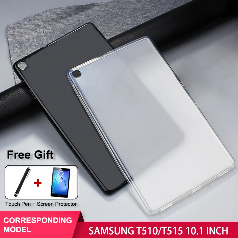 

SZOXBY For SAMSUNG Galaxy Tab A 10.1 Inch T510 T515 TPU Tablet Shell Anti-Fall Shockproof Washable Case Cover + Clear Film + Pen
