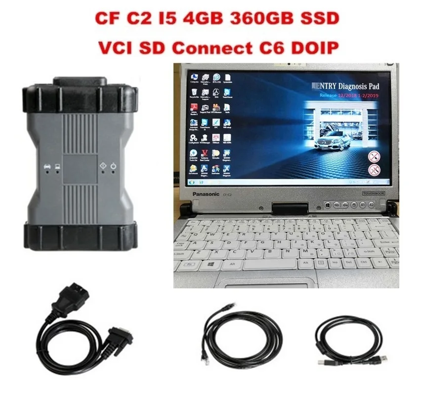 Супер CF-C2 CF C2 i5 4GB 360GB SSD с полным программным обеспечением V2019.03 MB Star C6 MB Диагностика VCI SD Подключение C6 OEM DOIP Диагностика VCI