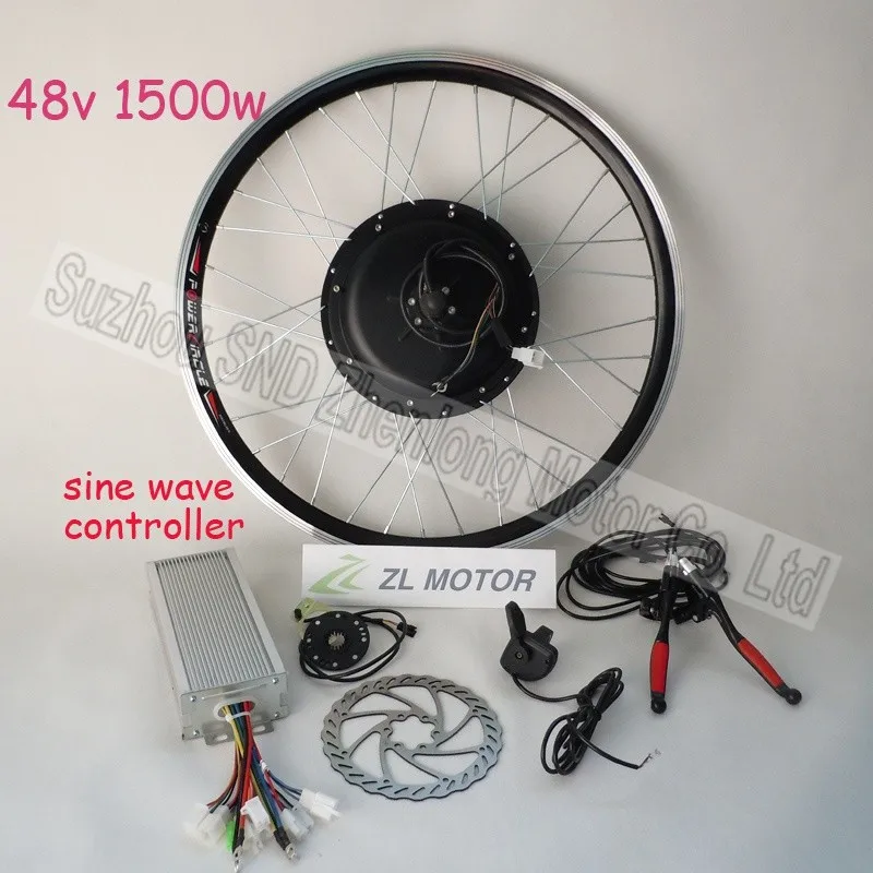 Высокое качество велосипед конверсионный комплект безредукторный Мотор Ступицы 1500 Вт 48 В включает BLDC бесшумный синусоидальный контроллер G-S021