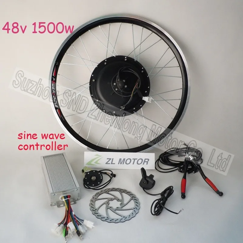 Discount High quality bicycle conversion kit gearless hub motor 1500w 48V  include BLDC Noiseless sine wave controller  G-S021 2