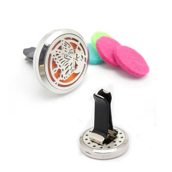 

2016 New 30mm Stainless Steel Round Butterfly Aromatherapy/Essential Oil Diffuser Perfume Locket Clip for Car with Vent Holes