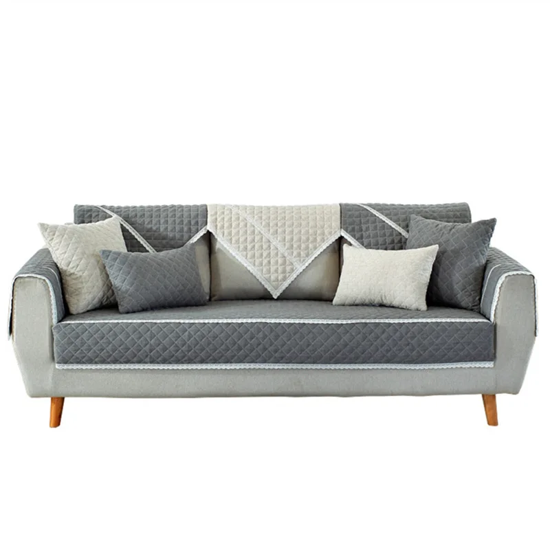 

Four Seasons Available Sofa Cover Nordic Pure Anti-skid Sofa Cushion 1 Piece Sofa Cover Thick Soft Sofa Towel For Living Room