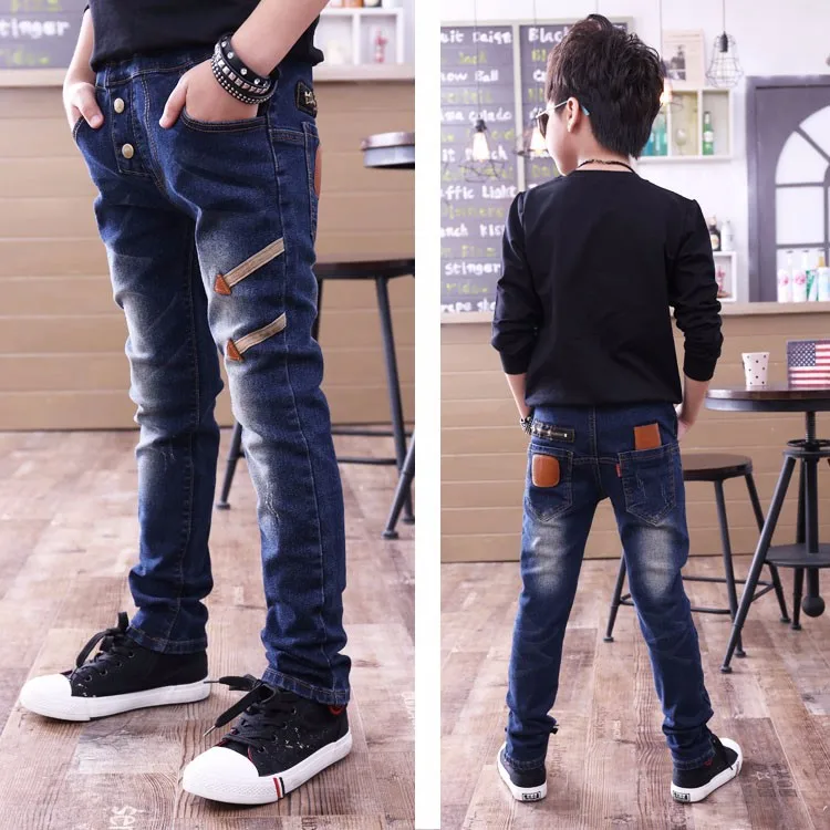 Г. Весенние детские джинсы для мальчиков однотонные тонкие джинсы для маленьких мальчиков, повседневные джинсы для больших мальчиков длинные брюки
